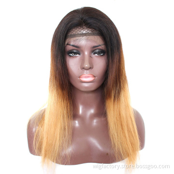 cheap wigs with lowest price,two tone color t1b/27 4*4 closure lace wig human hair